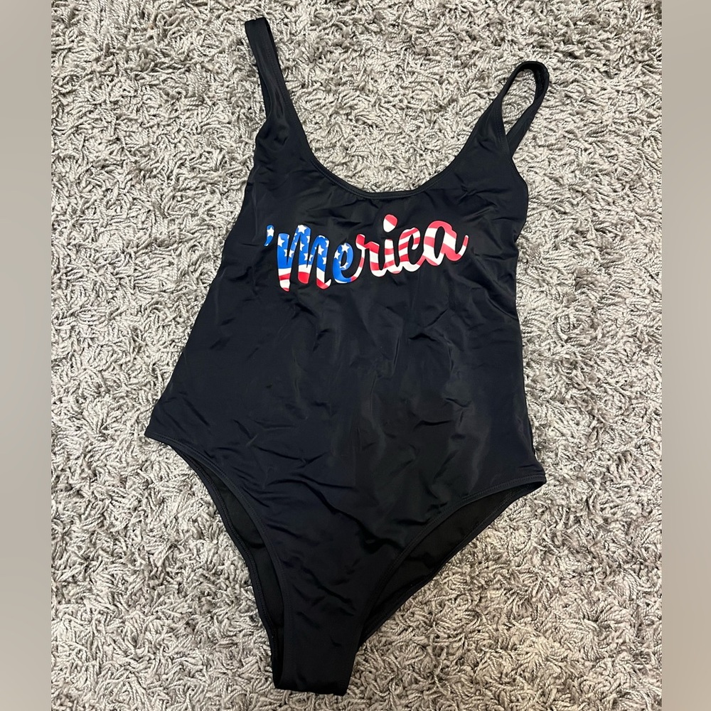‘Merica one piece backless bathing suit
